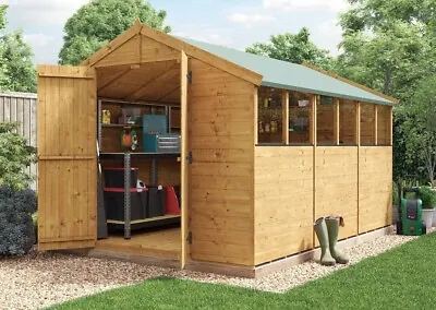 Wooden Garden Shed Outdoor Storage 4x6 - 16x8 Apex Roof Overlap BillyOh Keeper • £336