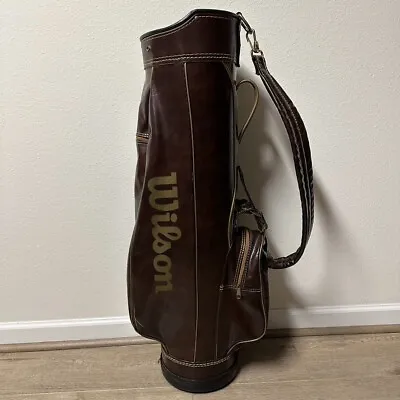 Vintage Wilson Golf  Bag Faux Leather Brown W/ Rain Cover • $50.59