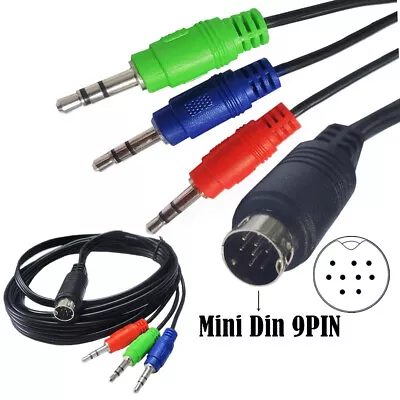 6FT Din 9 Pin 9PIN MIDI Male To 3 3.5mm Male Plug Audio Cable Adapter Splitter • $7.98