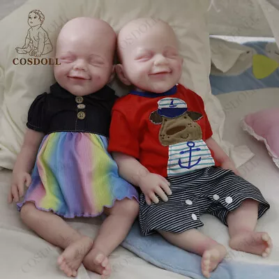 COSDOLL 18.5  Full Body Silicone Dolls Reborn Baby Eyes Closed Cute Twins Dolls • $191.19