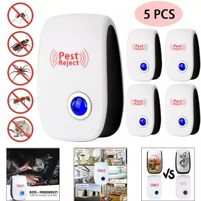 5 X Ultrasonic Electronic Pest Reject Repeller Anti Mosquito Bug Insect Killer • £11.89