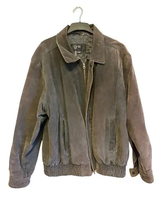 Vintage Global Identity G-111 Brown Full Zip Leather Bomber Jacket Men’s 2XL • $61.95