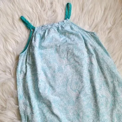 Lacoste Sz 12 Girls Pillowcase Dress Blue Floral Alligator Print Sundress • £9.65