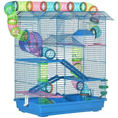 PawHut 5 Tiers Hamster Cage Animal Travel Carrier Habitat W/ Accessories • £40.99