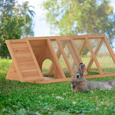 Triangle Rabbit Hutch Chicken Coop Wooden Pet House Bunny Cage For Small Animals • $61.59