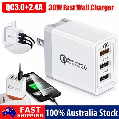 30W QC 3.0 Fast Charging 3 Port USB Wall Charger Adapter For IPhone Samsung AU • $9.98