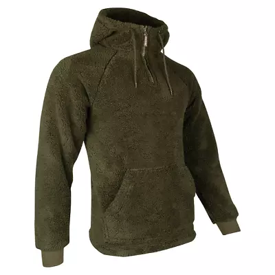 Jack Pyke Sherpa Fleece Hoodie Soft Warm Dark Olive Country Hunting NEW MODEL • £29.50