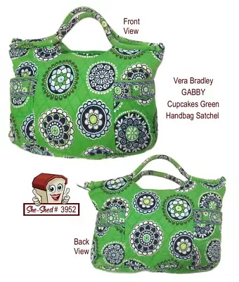 Vera Bradley GABBY Cupcakes Green Handbag Satchel Purse (used) • $10.95