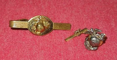 Vintage US Marine Corps Gold-tone Tie Pin And Gold & Silver-tone Tie Tac • $14.99