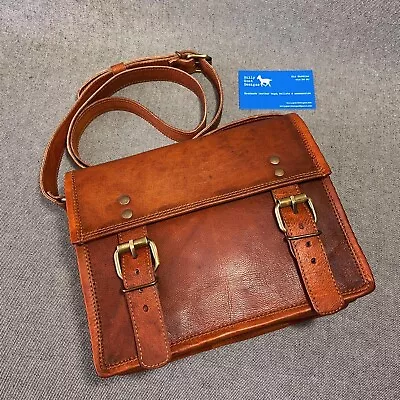 Leather Bag 9  Wide Satchel S9 Shoulder Bag IPad Mini Billy Goat Designs • $51.54