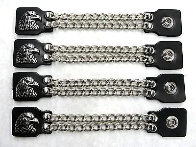 4 Pc Motorcycle Biker Vest Chain Extenders High Quality American Eagle Head USA • $38.95