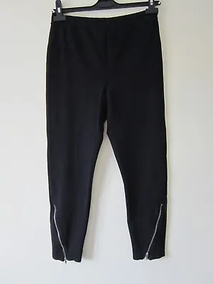 Matalan Size 12 Black Leggings Trousers Treggings Zip Detail • £6.50