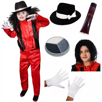 Child Deluxe Zombie King Of Pop Fancy Dress Costume Superstar Jacko 80s Thriller • £18.99