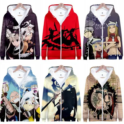 Anime Soul Eater Zip Hoodie MAKA·ALBARN Cosplay Zipper Jacket Sweatshirt • $18.71