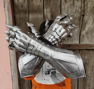 £145.56 • Buy Medieval Nazgul Gloves Set Steel Armor Gloves Set Costume Gloves Gauntlets Set