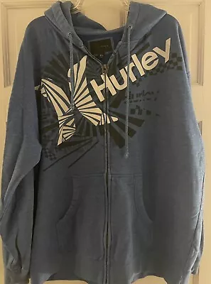 Hurley Jacket Hoodie Mens XL Full Zip Pocket Graphic Logo Blue • $24.99