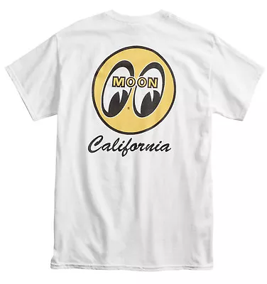 Men's Mooneyes Moon Equipped California Script Logo T-Shirt White Cotton TM141WH • $30.99