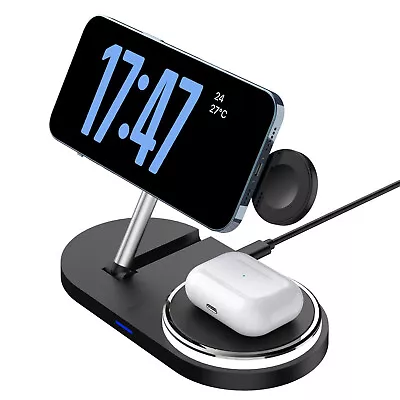3in1 Wireless Charger Charging Station Dock For Apple Watch IPhone 15 14 13 12 • £19.19