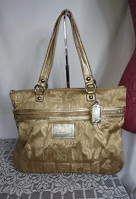 Coach Gold Poppy Story Patch Glam Tote 15301 • $34