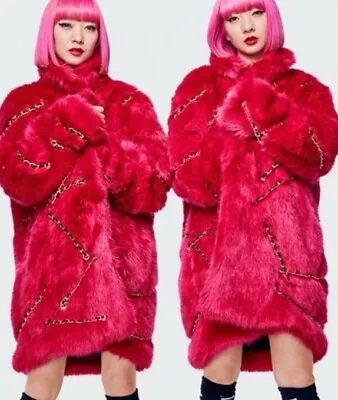 Moschino X H&M Jeremy Scott Pink Faux Fur With Chain&Leather Accent Small • $125