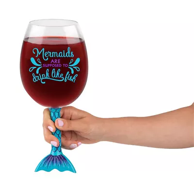 BigMouth Inc. 750mL Mermaid's Tail XL Giant Wine Glass With Funny Print Saying • $19.99