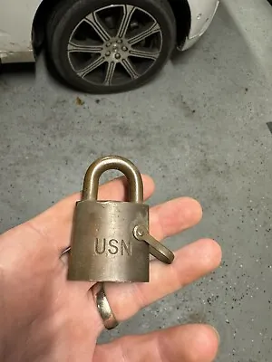 Original US Navy Brass Lock No Key Stamped Corbin New Britain CT USN  # D5193 • $9