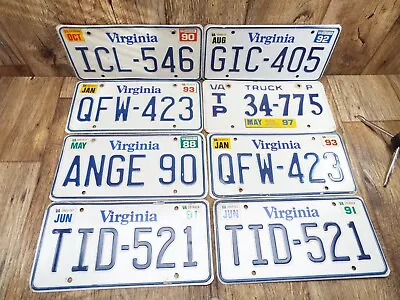 8 Vintage Lot Of-80's/90's Virginia License Plates Man Cave-crafts • $26.50