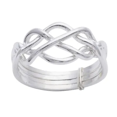 Puzzle Ring Celtic Sterling Silver 925 Knot Multi Band Puzzle Promise - Silverly • $34.88