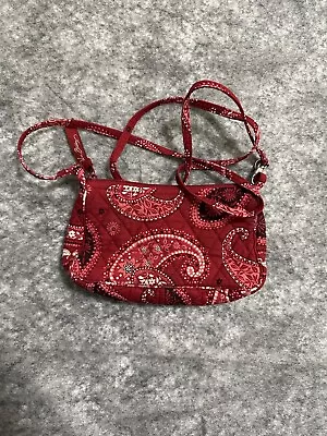 Vera Bradley Crossbody Shoulder Bag Mesa Red White Paisley Quilted Summer Light • $18.87