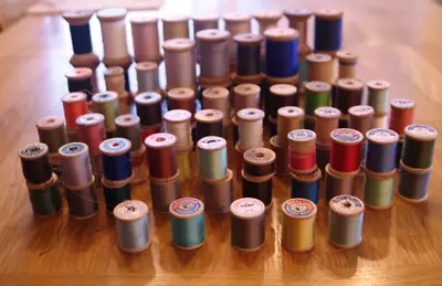 Lot Of 101 Vintage Wooden Spools Of Thread Sewing Antique Cotton Color Variety • $69.99