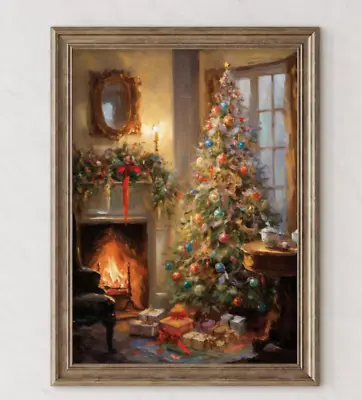 Vintage Christmas Tree Printable Poster Living Room Wall Art Cottagecore Decor • $23.99