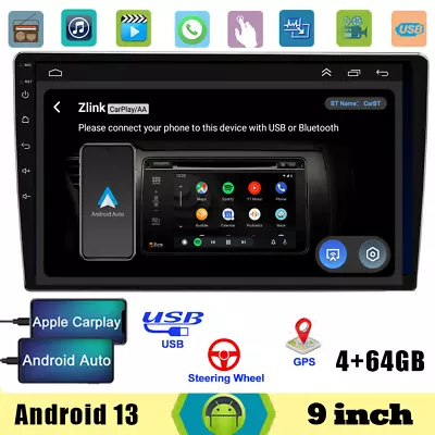 64G Android13 9in Wireless Carplay Auto GPS Navigation Currency Car Radio SWC HD • $70.29