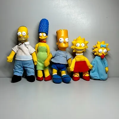 Vintage The Simpsons Homer Marge Bart Maggie & Lisa Soft Toy Plastic Head 1990 • £44.99