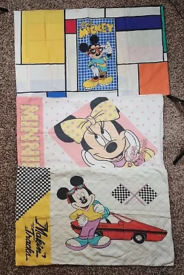 Vintage Disney Mickey And Minnie Mouse Pillowcase Lot Of 3 Double Sided • $19.95