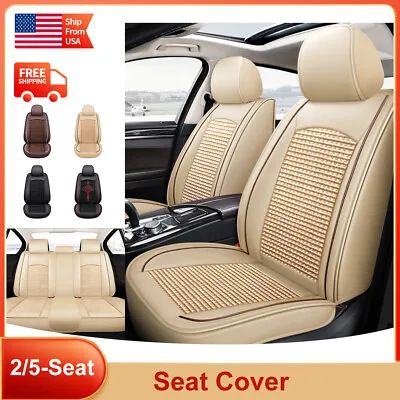 Car Seat Cover 2/5-Seat PU Leather Full Set/Front Rear Protector For Volkswagen • $91.99