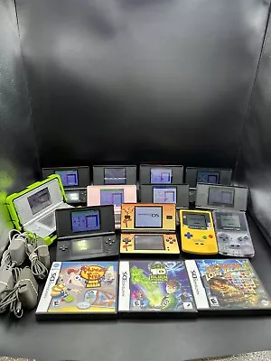 Lot Of 12 Various NINTENDO Hand-Held Consoles ALL TESTED & WORKING +Chargers E32 • $227.50