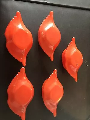 Lot Of 5 MCKEE RED/ORANGE GLASBAKE CRAB SHELL DISHES GLASS J-116 • $35