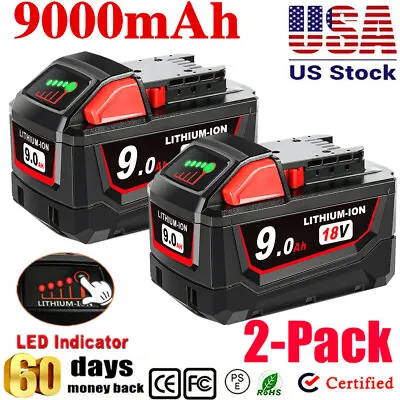 2 For Milwaukee For M18 9.0Ah Lithium 9.0 Extended Capacity Battery 48-11-1880 • $60.98