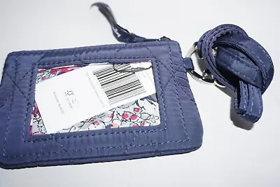 Vera Bradley Ultralight Zip ID Case And Lanyard SCROLL NAVY Free Shipping NWT • $25.87