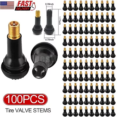 LOT 100 TR 413 Snap-In Tire Valve Stems Short Black Rubber MOST POPULAR VALVE • $14.70