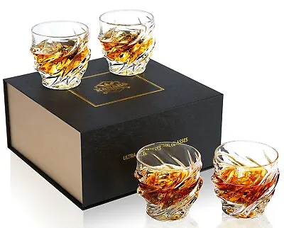 Whiskey Glass 4 Pieces Scotch Glasses Tumbler 9 Oz Rock Barware Bourbon Gift Set • $31.27