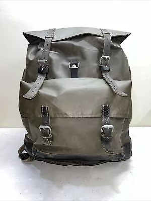 Vtg Swiss Army Rubberized Waterproof & Leather Military Rucksack Backpack Hunt • $120