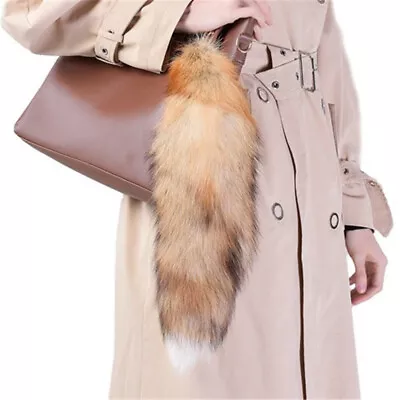 16 -18  Long Real Fox Fur Tail Keychain Bag Charm Bag Purse Pendant Cosplay Toys • $7.99