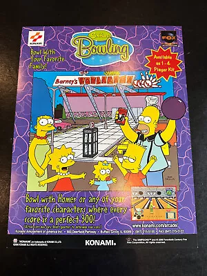 KONAMI SIMPSONS BOWLING Arcade Flyer/brochure NOS Original • $9.95