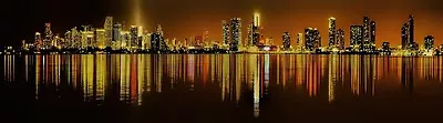 MIAMI SKYLINE LANDSCAPE POSTER PRINT 10x36 HI RES STYLE E 9 MIL PAPER • $34.95