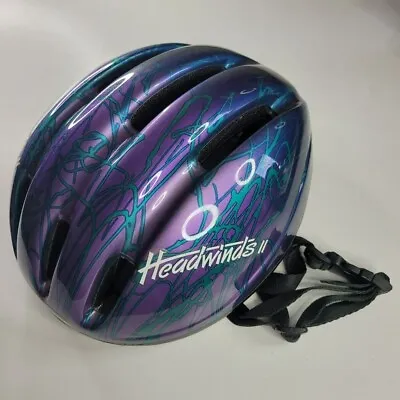 Headwinds Bike Helmet Bicycling Vtg Blue Purple Adjustable Strap 1990s • $29
