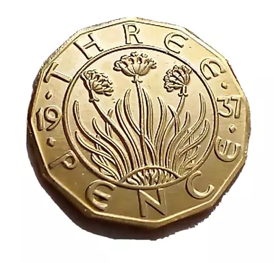 Edward VIII BRASS 3d. 1937 Thin Flan. Restrike • £19.99