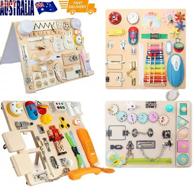 Montessori Wooden Busy Board Kid Educational Learning Training Toy Lock Box Baby • $27.49