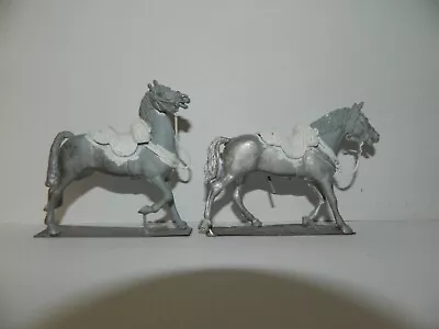 2 Vintage White Metal Lead Kit Made Cavalry Horses                     Rose ? • £9.99