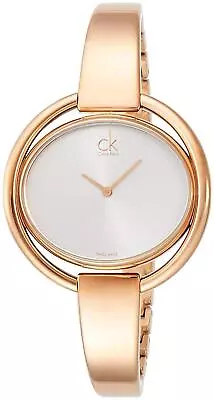 Calvin Klein Rose Gold 'Impetuous' Analogue Semi Bangle Watch K4F2N616 • £165